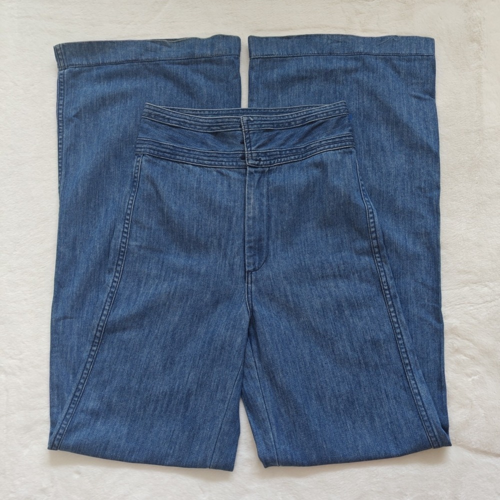 Warm Brand Jeans Size 2 High Waisted Bell Bottom Wide Leg Flare Blue Denim
